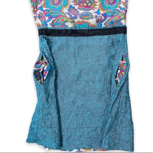 Rachel Roy Paisley Print Tie Back Cutout Linen Fit and Flare Dress sz 4 - Picture 7 of 15